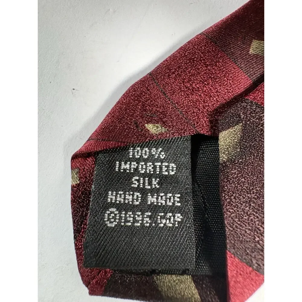 Grateful Dead Tie I Hear A Voice 17th Set VTG 1996 Burgundy Geometric X-Long